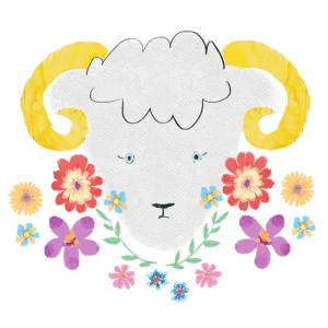 白い羊の顔が描かれたイラスト