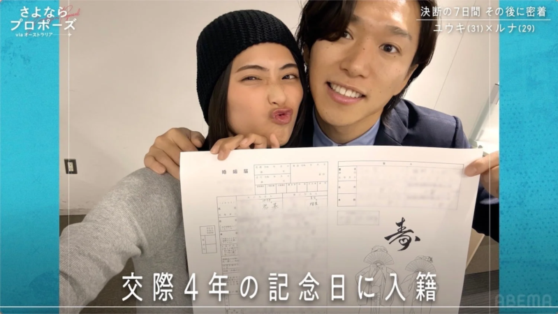 婚姻届を手に笑顔のカップル