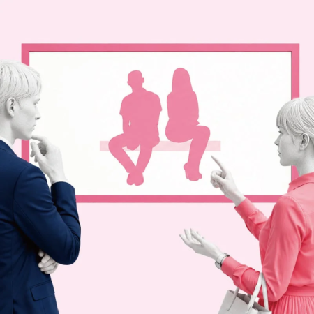 男女が背を向け合うイラスト