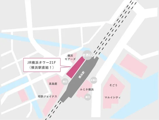 横浜駅周辺地図とDRESSY ROOM YOKOHAMAの場所