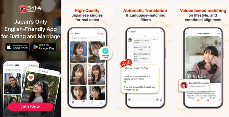 Yoitokiアプリの画面イメージ